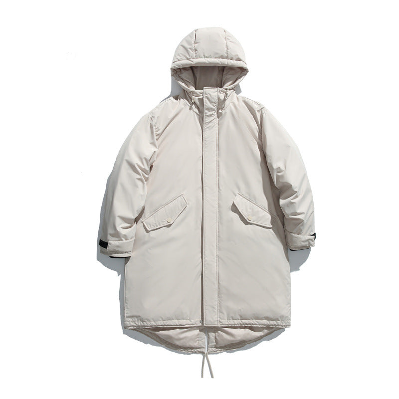 Unisex Quilted Long Parka in Boxy Cut with Hood and Drawstring Hem Mune Fashion