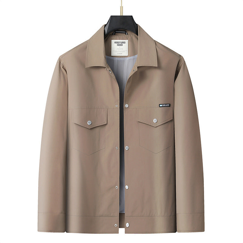 Men's lightweight worker overshirt made of water-repellent microfiber with snap button placket and patch chest pockets Mune Fashion