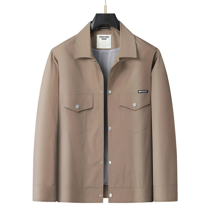 Men's lightweight worker overshirt made of water-repellent microfiber with snap button placket and patch chest pockets Mune Fashion