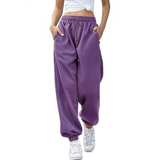 Ladies nan Cozy Sweat Palazzo Pants with high comfort waistband, integrated drawstring and gathered ankle cuffs Mune Fashion