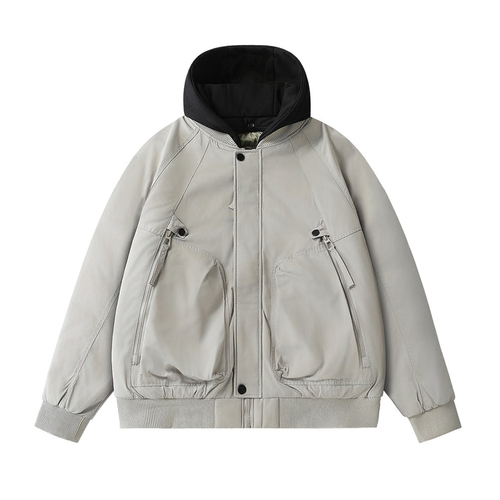Men's Boxy Utility Bomber with quilted thermal insulation, integrated hood, and concealed zippers Mune Fashion