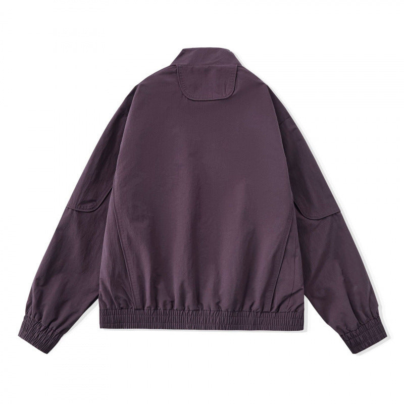 [Unisex] Lightweight Boxy Transitional Jacket with Stand Collar, Raglan Sleeves, and Zipper Pockets Mune Fashion