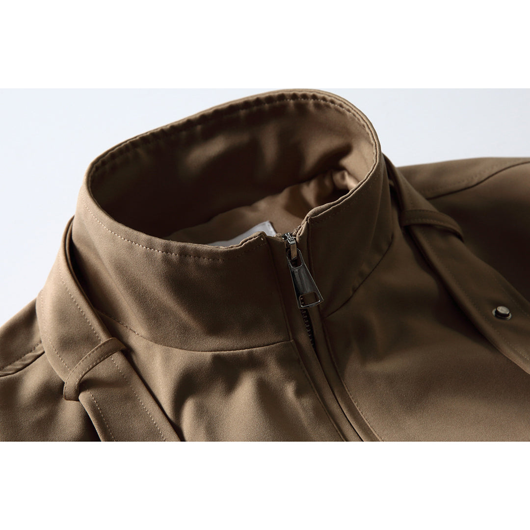 Men's Boxy Blouson Jacket in Overshirt Style with Stand Collar and Strap Detail Mune Fashion