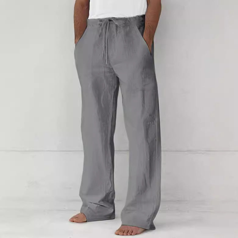 Men's light Relax Chino made of linen blend with loose leg, drawstring waistband and side pockets Mune Fashion