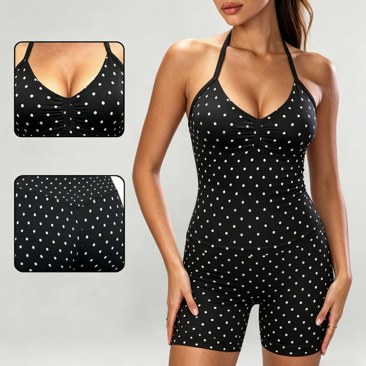 Ladies sporty jumpsuit with gathers and adjustable straps Mune Fashion