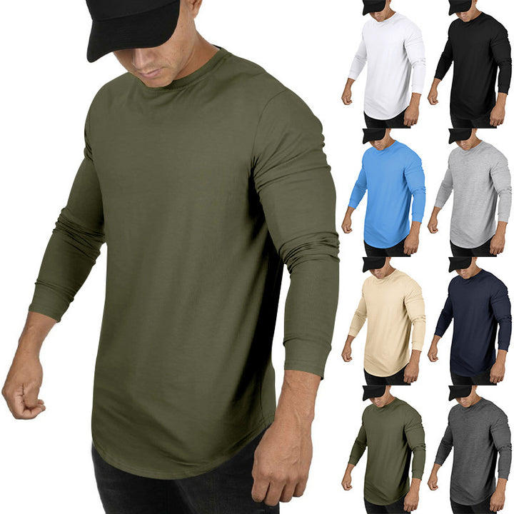 Men's long-sleeve shirt with extended round hem and slim fit made of elastic functional jersey Mune Fashion