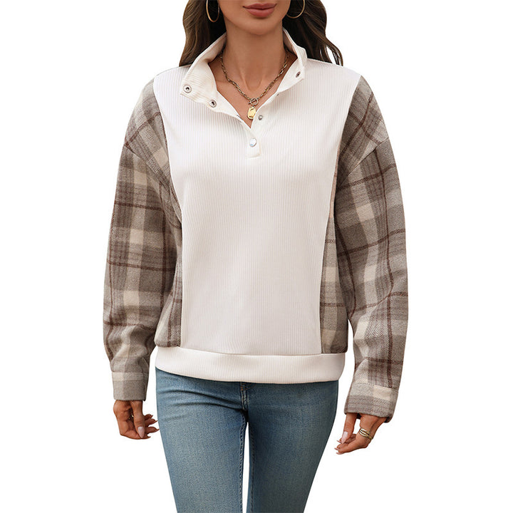 Women’s Fashionable Oversized Blouse with Check Details Mune Fashion