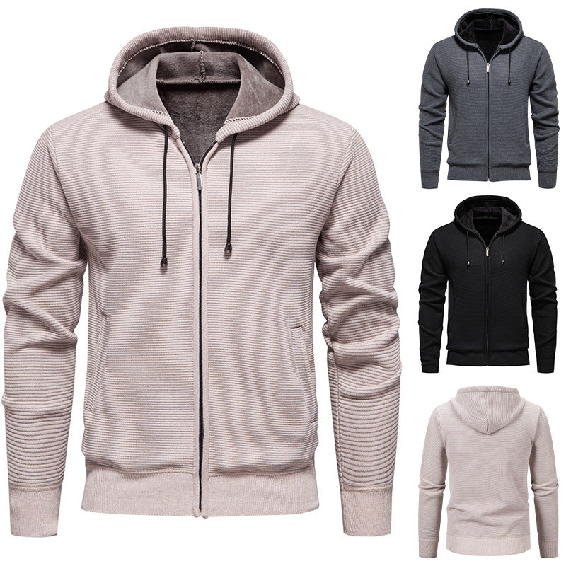 Men's structured zip-up cardigan with lined hood and soft teddy inner lining Mune Fashion
