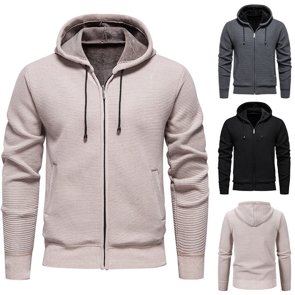 Men's structured zip-up cardigan with lined hood and soft teddy inner lining Mune Fashion