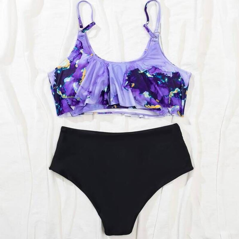 Women’s Sporty Bikini with Floral Ruffles Mune Fashion