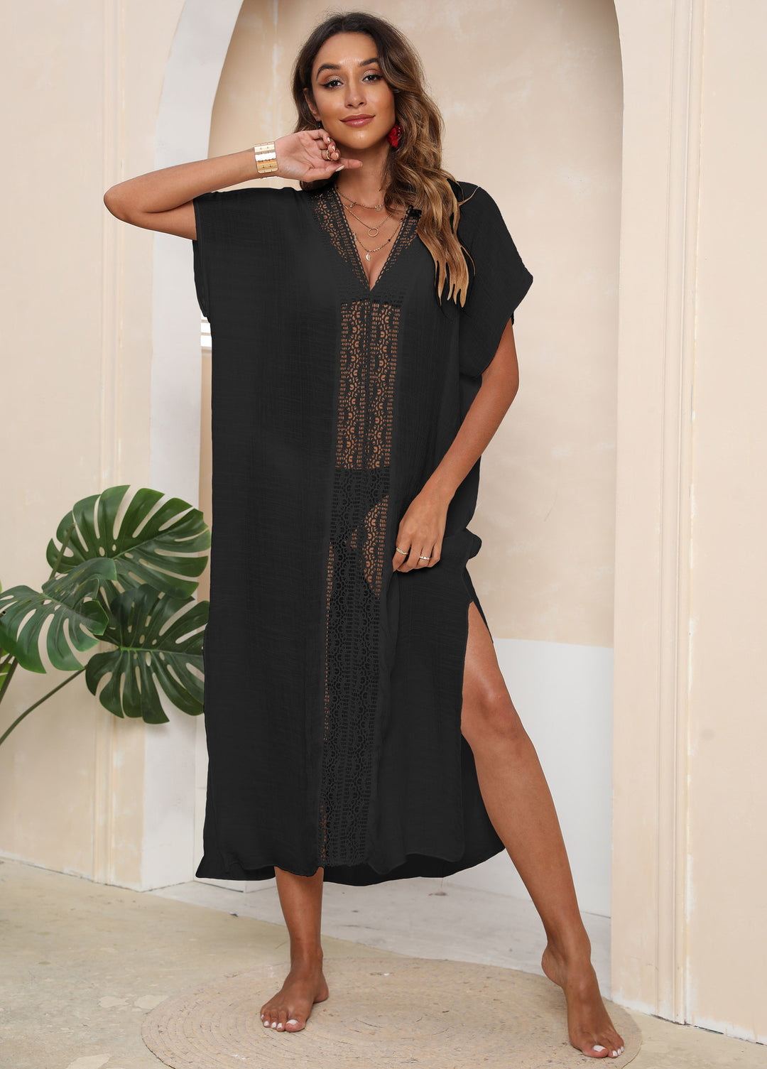 Women's elegant beach cover-up with crochet accents Mune Fashion