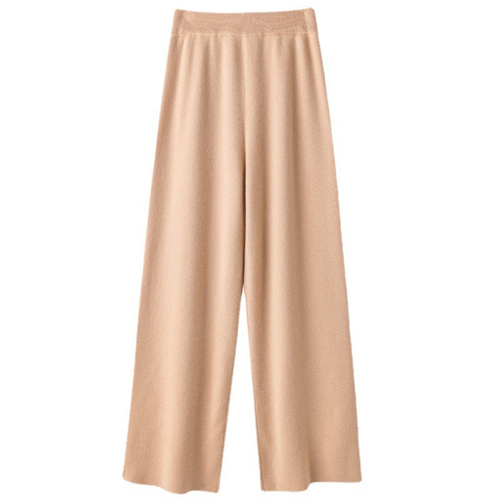Women's Wide Knit Pants with High Waist and Cashmere-like Softness Mune Fashion