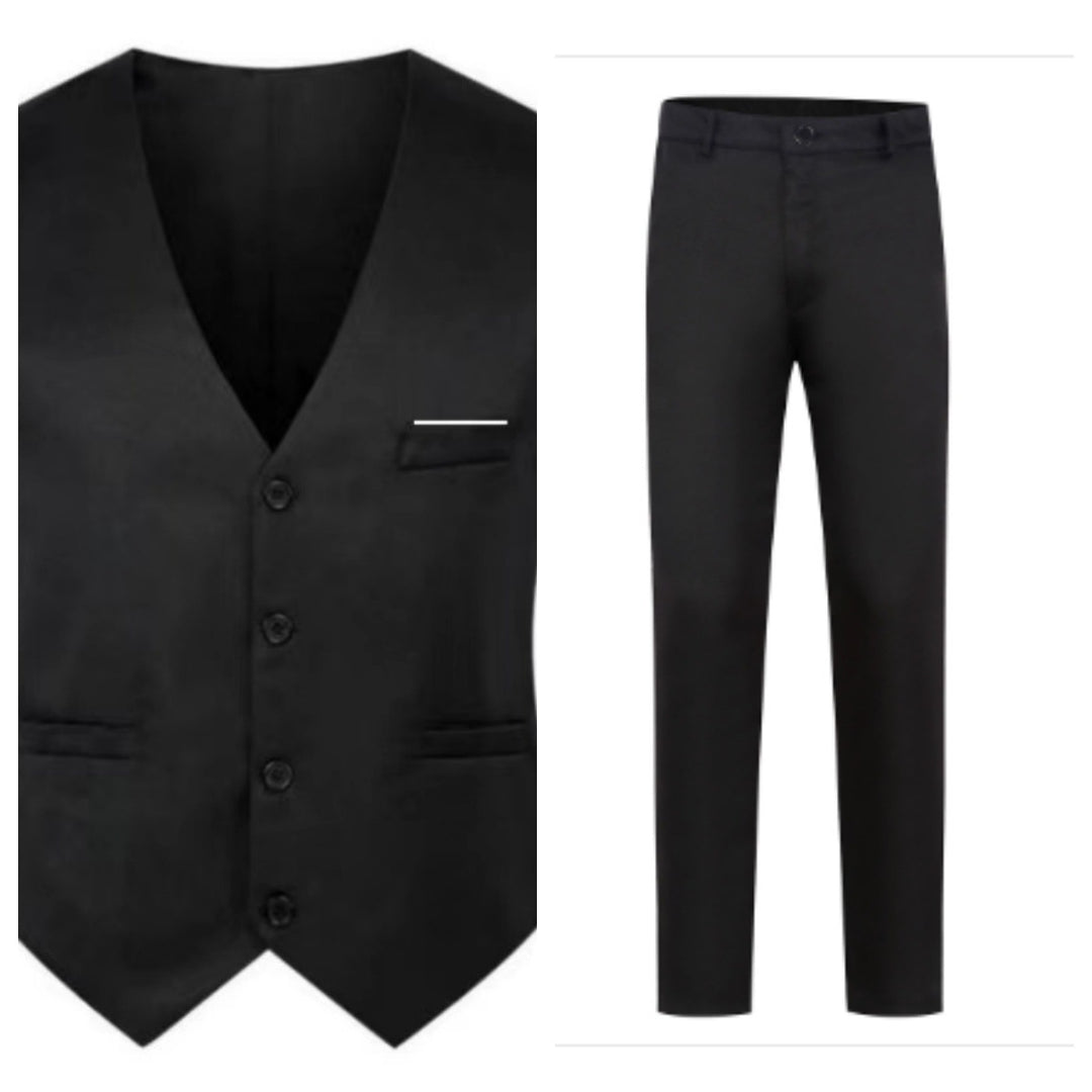 Men's elegant satin vest with V-neck and slim-fit suit trousers Mune Fashion