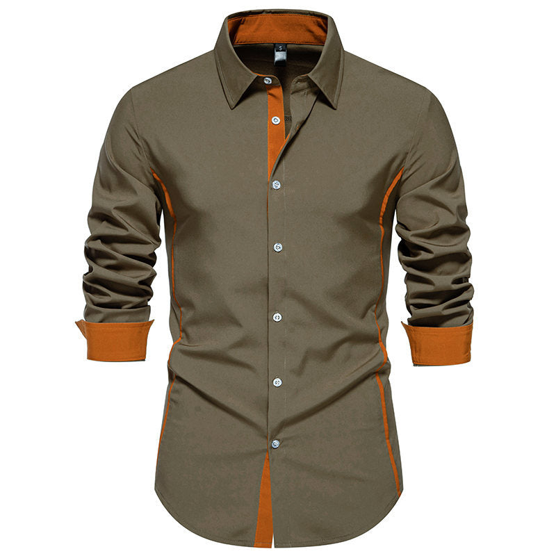 Men's Contrast Trim Slim-Fit Business Shirt with Cuffs Mune Fashion