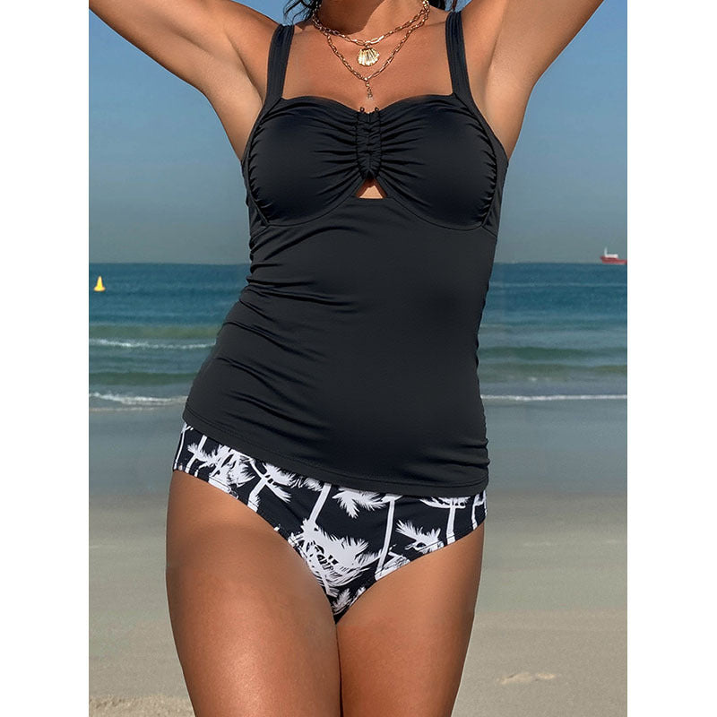 Women's tankini set with body-shaping ruffles and floral print Mune Fashion