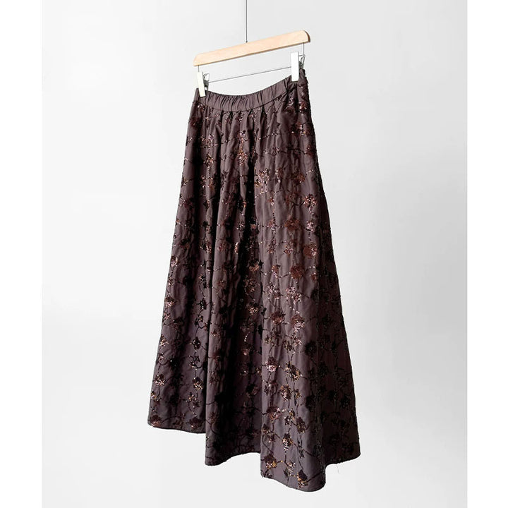 Ladies Elegant Midi Skirt with Floral Design Mune Fashion
