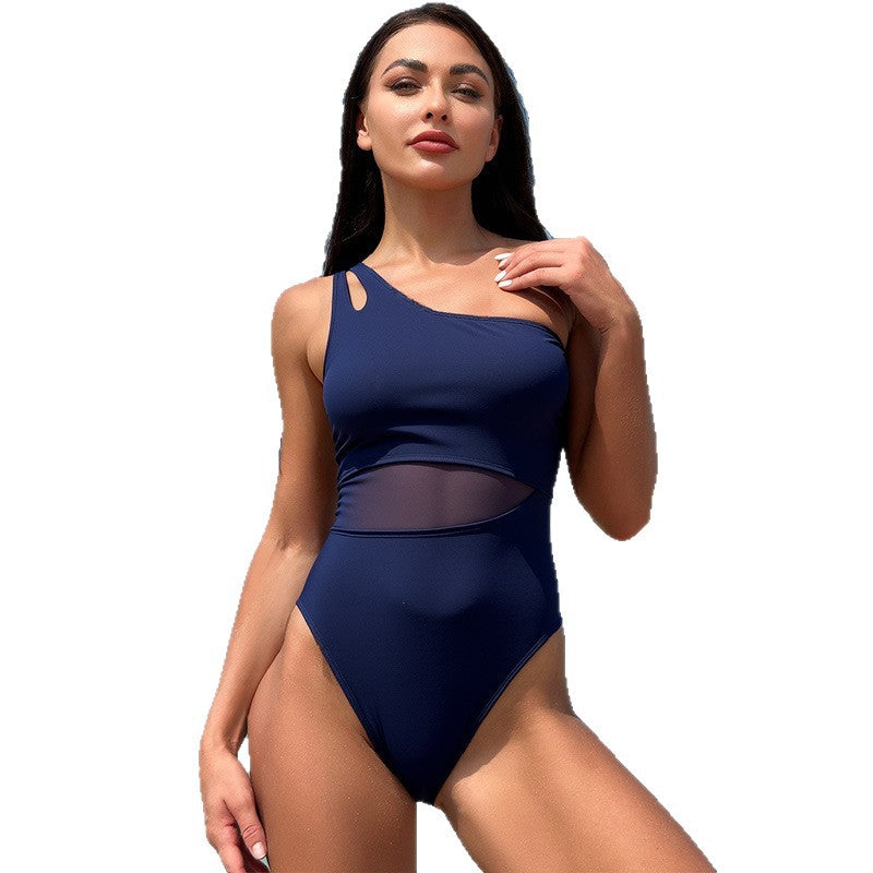 Women One-Sided Swimsuit with Innovative Cut-Out and Transparent Inserts Mune Fashion