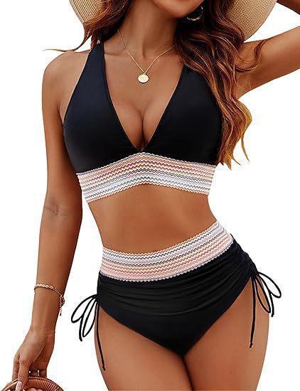 Women's High-Cut Bikini with V-Neckline and Ruffled Detail Mune Fashion