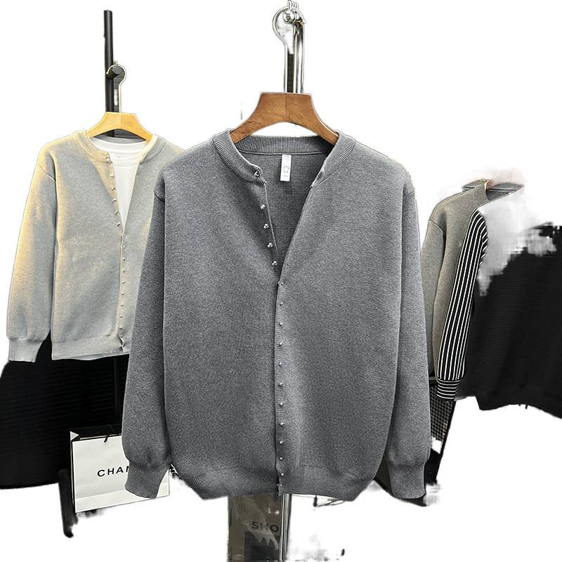 Men's Minimalistic Sweat Cardigan with Concealed Snap Button Placket Mune Fashion