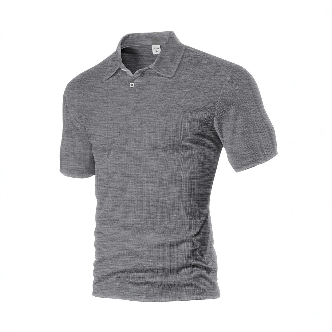 Men's light structured short sleeve polo with shirt collar and single button placket Mune Fashion