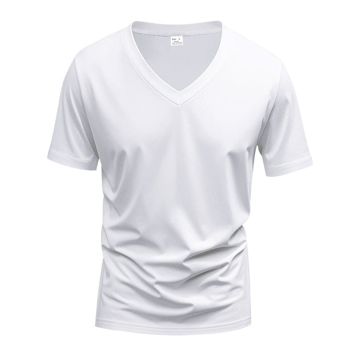 Men's V-neck T-shirt made of breathable cotton blend with modern cut Mune Fashion