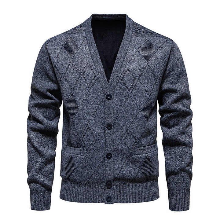 Men's Stylish Cardigan with Diamond Pattern Mune