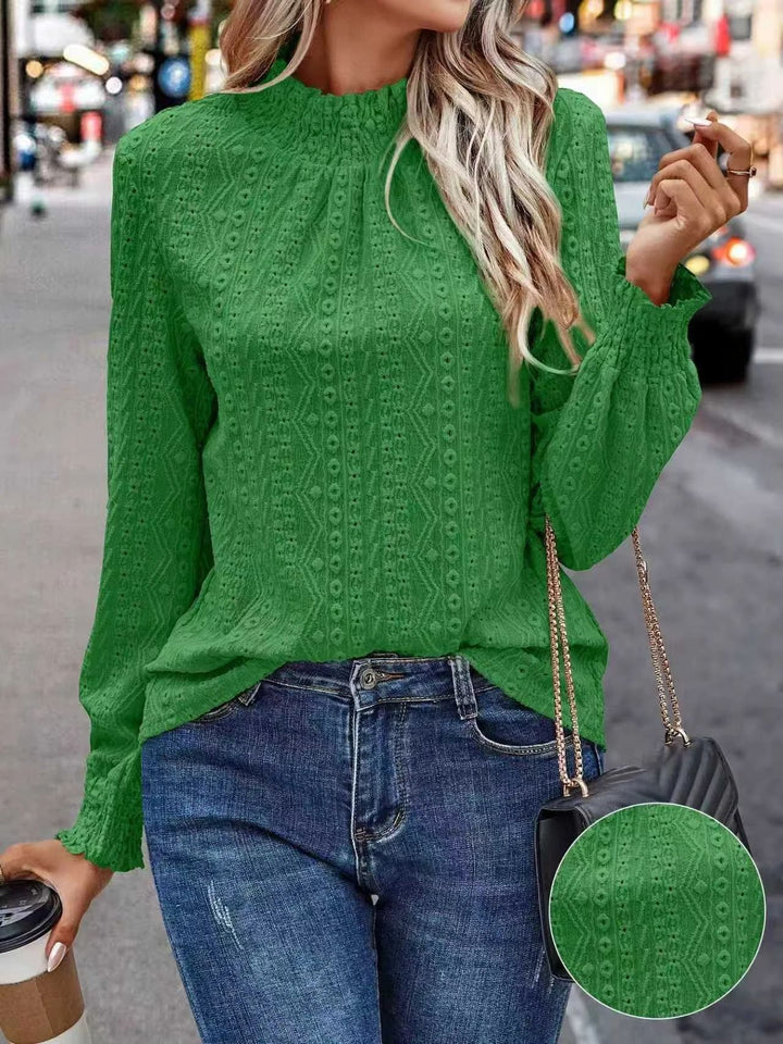 Women Elegant Blouse with Ruffle Details Mune Fashion