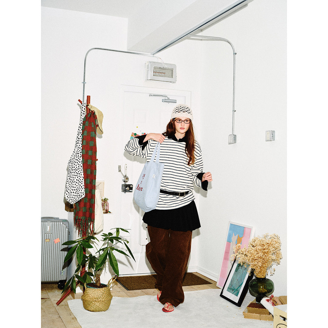 Unisex Striped Long Sleeve Shirt made of lightweight cotton blend with a straight cut Mune Fashion