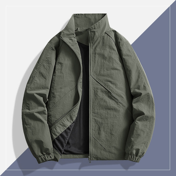 Men's Lightweight Technical Windbreaker with Mesh Lining, Stand Collar and Elastic Cuffs Mune Fashion