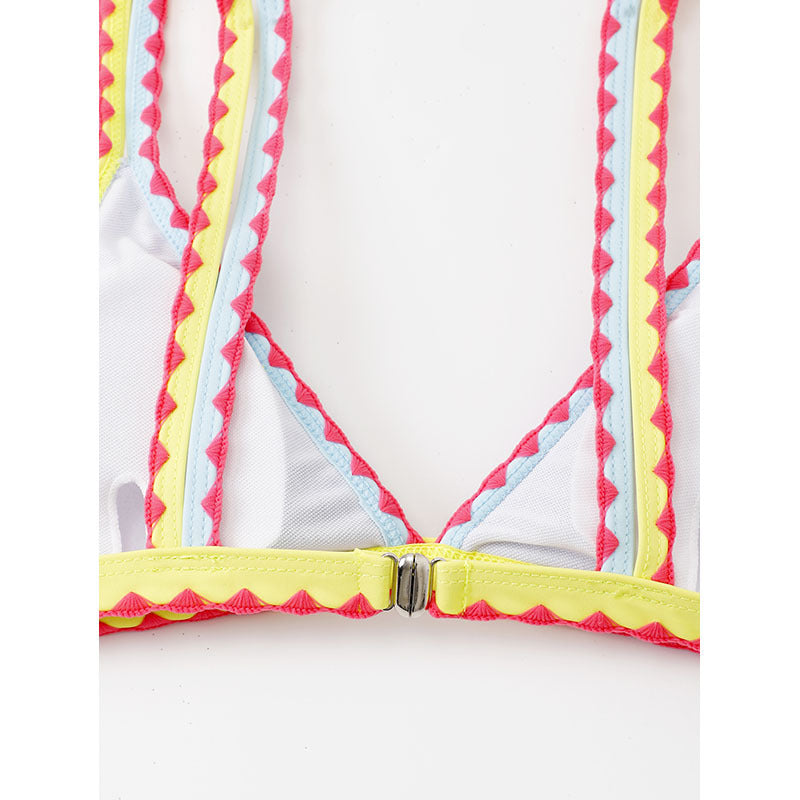 Women's Triangle Bikini with Colorful Lace Band Mune Fashion