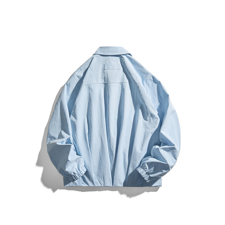 Unisex Lightweight Shirt Jacket in Boxy Cut with Wooden Button Placket and Elastic Cuffs Mune Fashion