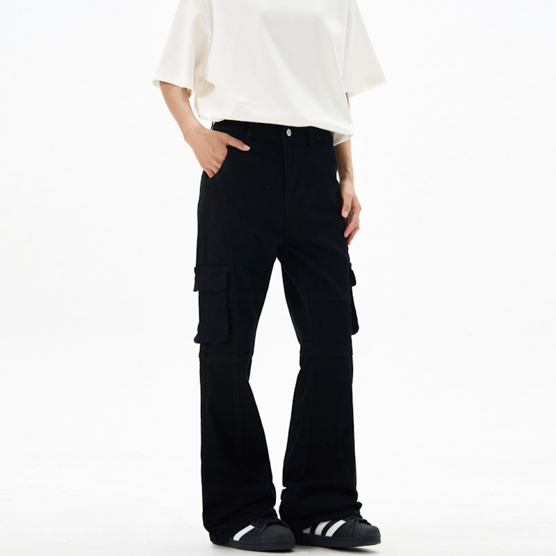 Women's cargo pants in flared cut with utility pockets and extended hem Mune Fashion