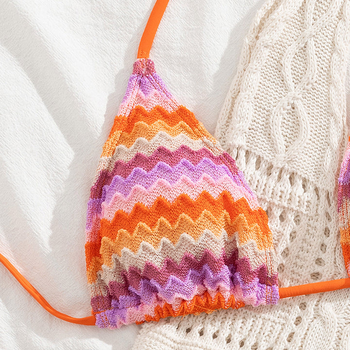 Women's Triangle Bikini with Romantic Wave Pattern Mune Fashion