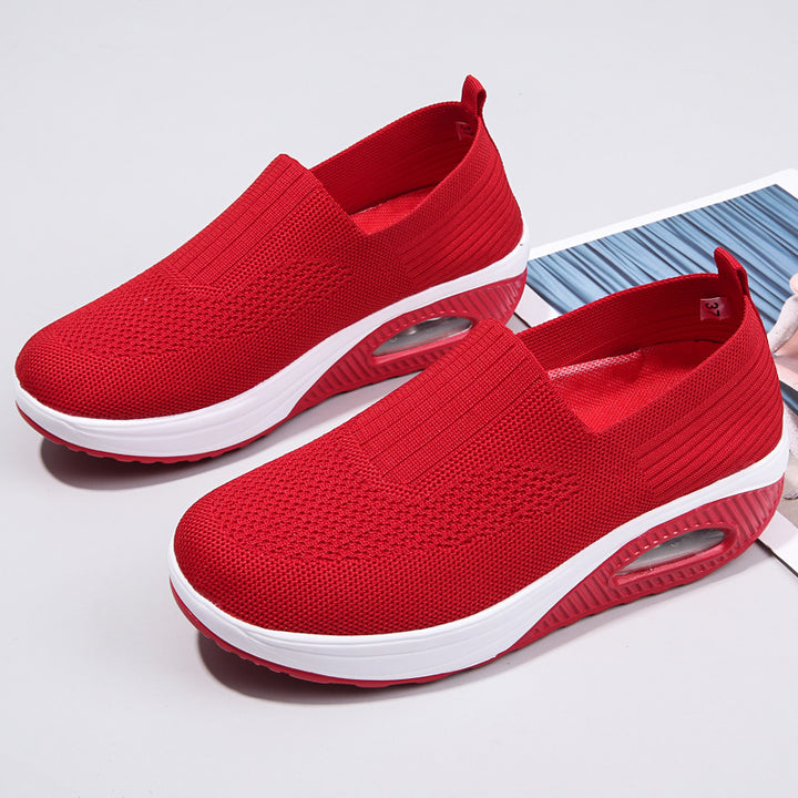Women's elastic knit slippers with ergonomic wedge sole and visible air cushion capsule Mune Fashion