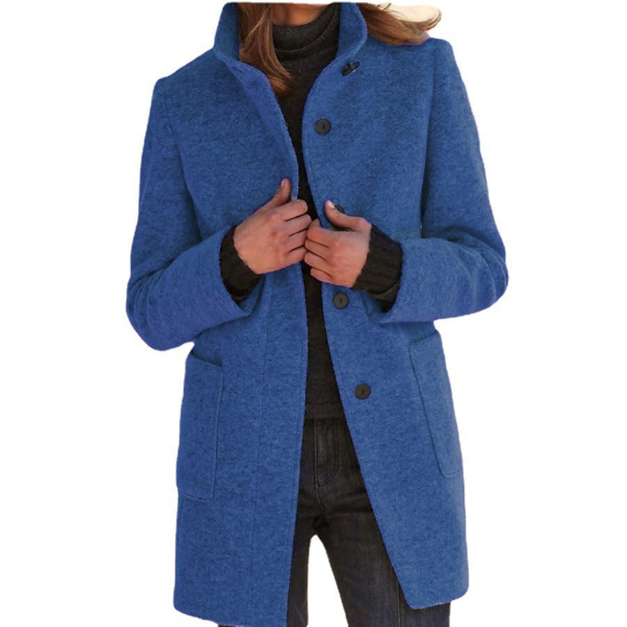 Unisex nan lighter transitional coat with stand-up collar, concealed button placket and patch pockets Mune Fashion