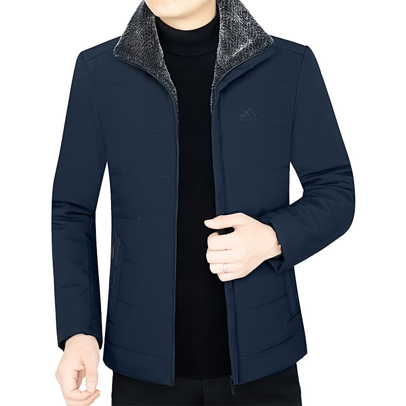 Men's thermo stand-up collar jacket with soft teddy lining and zippered pockets Mune Fashion