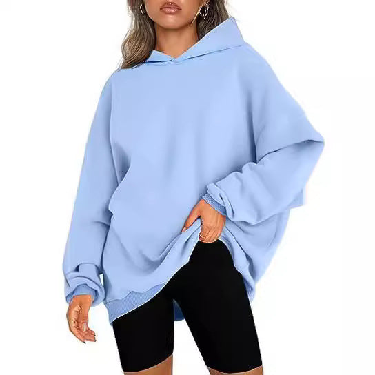 Women's oversized hoodie in longline cut with raglan sleeves and soft inner lining Mune Fashion