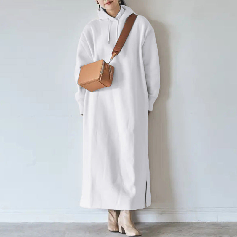 Women’s oversized hoodie maxidress with straight cut and side slit Mune Fashion