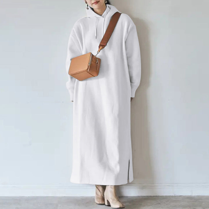 Women’s oversized hoodie maxidress with straight cut and side slit Mune Fashion