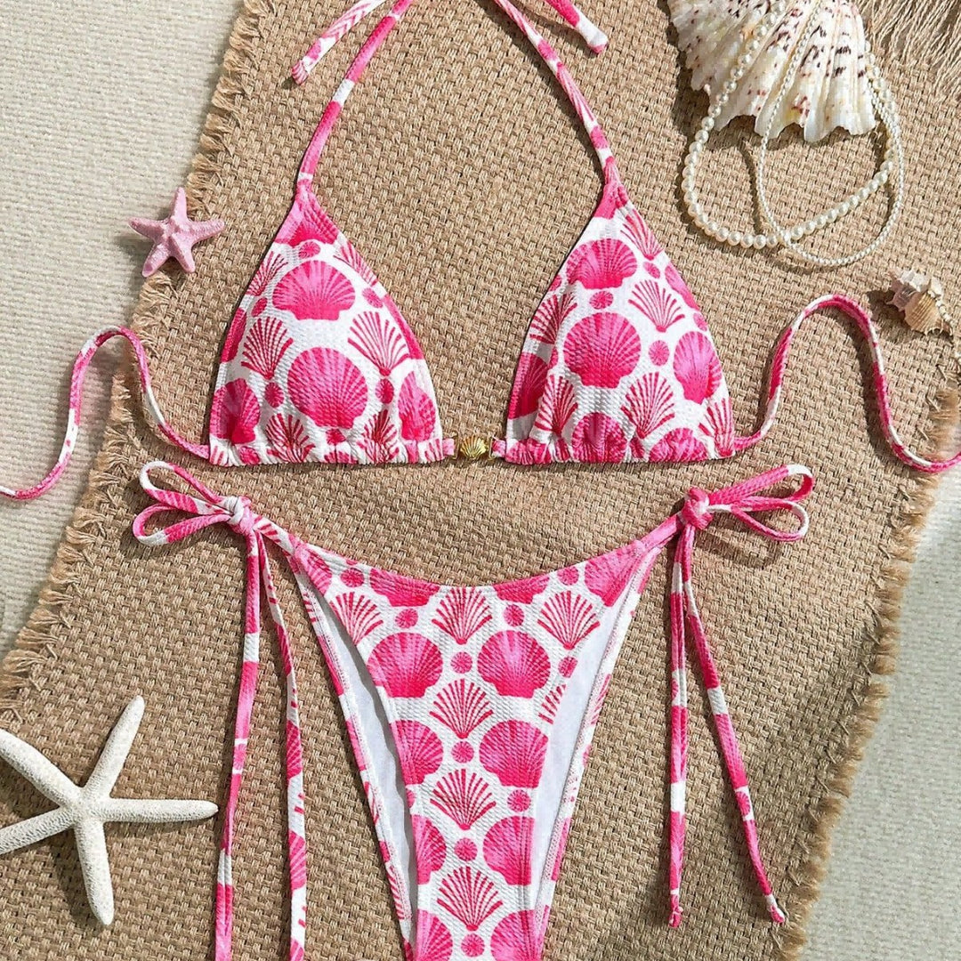 Women's triangle bikini with shell print and friendly cut Mune Fashion