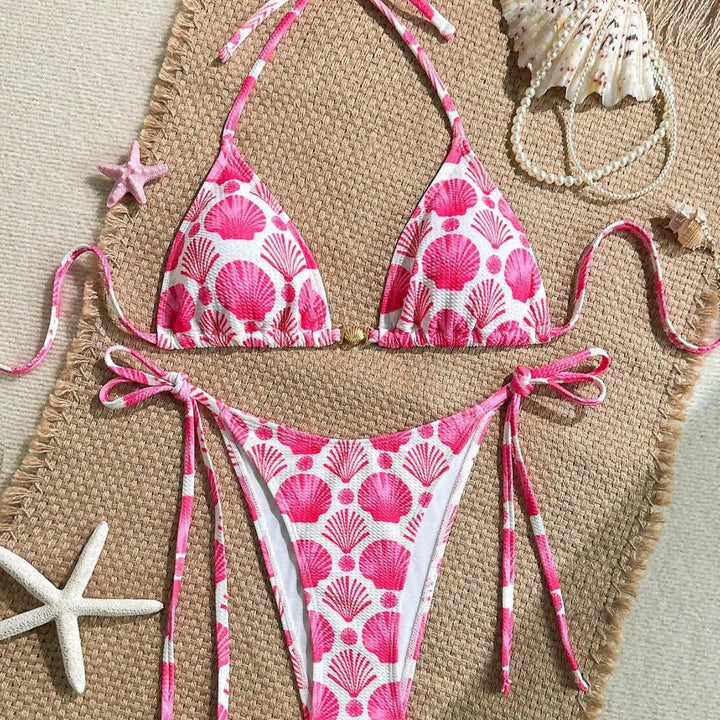 Women's triangle bikini with shell print and friendly cut Mune Fashion