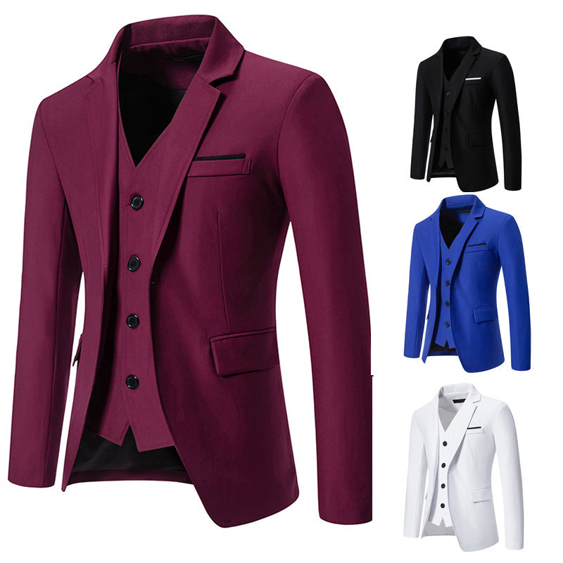 Men's elegant single-breasted blazer with matching vest and slim business cut Mune Fashion