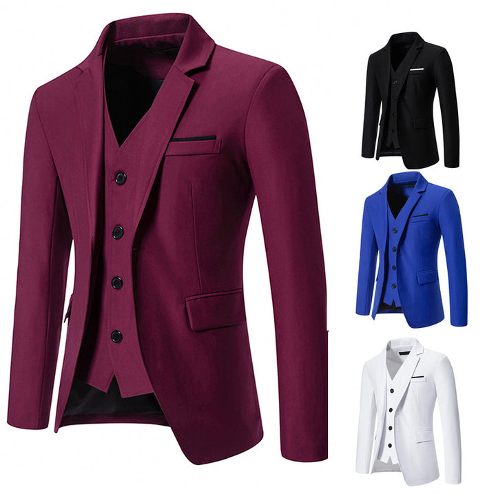 Men's elegant single-breasted blazer with matching vest and slim business cut Mune Fashion