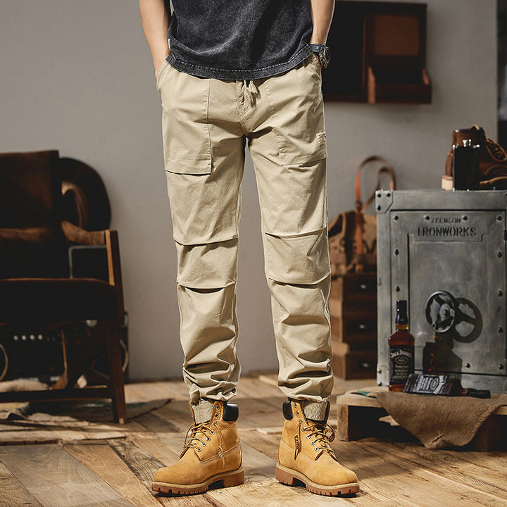 Men's Robust Canvas Field Joggers with Knee Inserts, Patch Utility Pockets, and Elastic Ankle Hem Mune Fashion