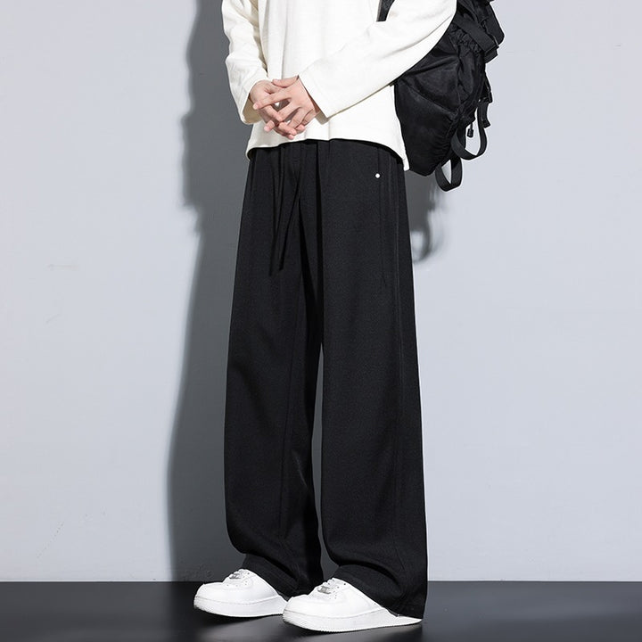 Women's Wide Palazzo Trousers with High Elastic Waistband & Drawstring Mune Fashion