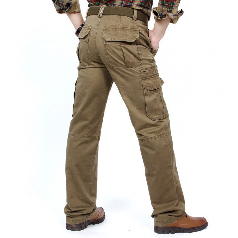 Men's Robust Elastic Canvas Cargo Pants with Reinforced Knee Areas and Multi-Pockets Mune Fashion