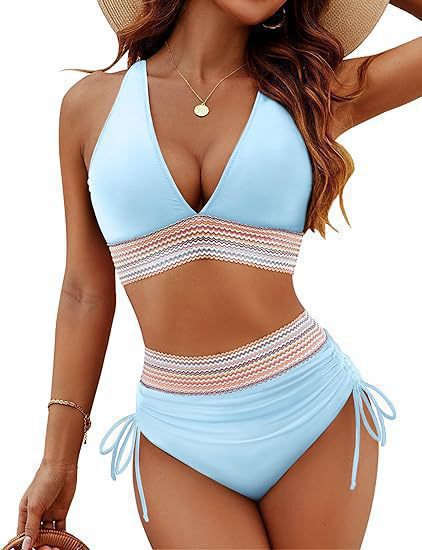 Women's High-Cut Bikini with V-Neckline and Ruffled Detail Mune Fashion