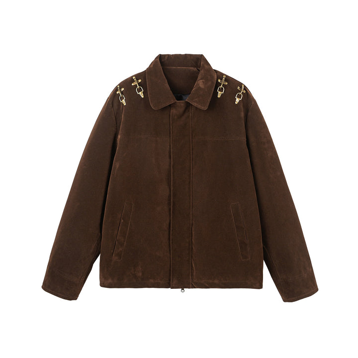 Men's short jacket in velour look with decorative metal fittings Mune Fashion
