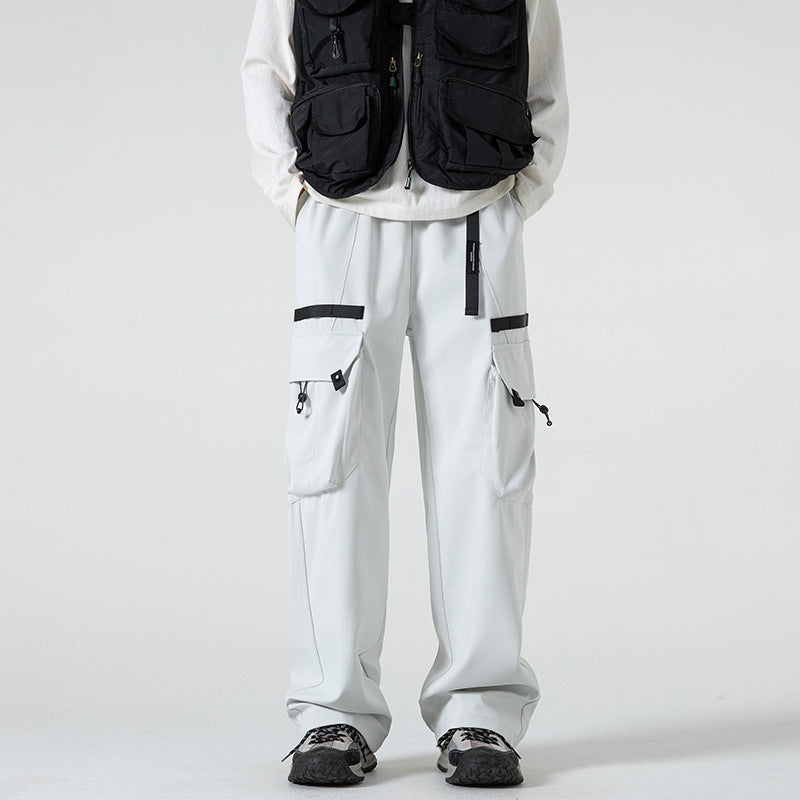 Men's wide technical cargo pants with multiple pockets, water-repellent ripstop and adjustable drawstring waistband Mune Fashion