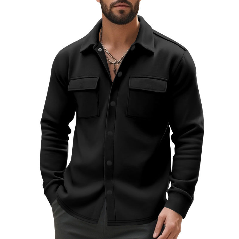 Men's unlined shirt jacket with fleece lining, patch chest pockets and snap button placket Mune Fashion